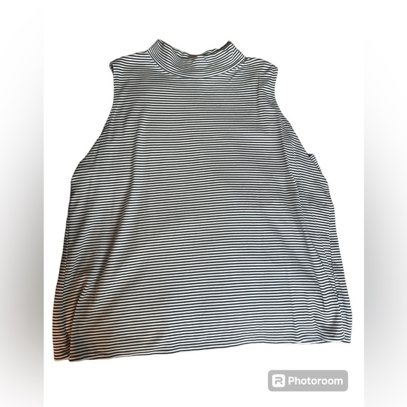 Croft & Barrow navy white stripe tank mock neck 3X - Picture 1 of 3